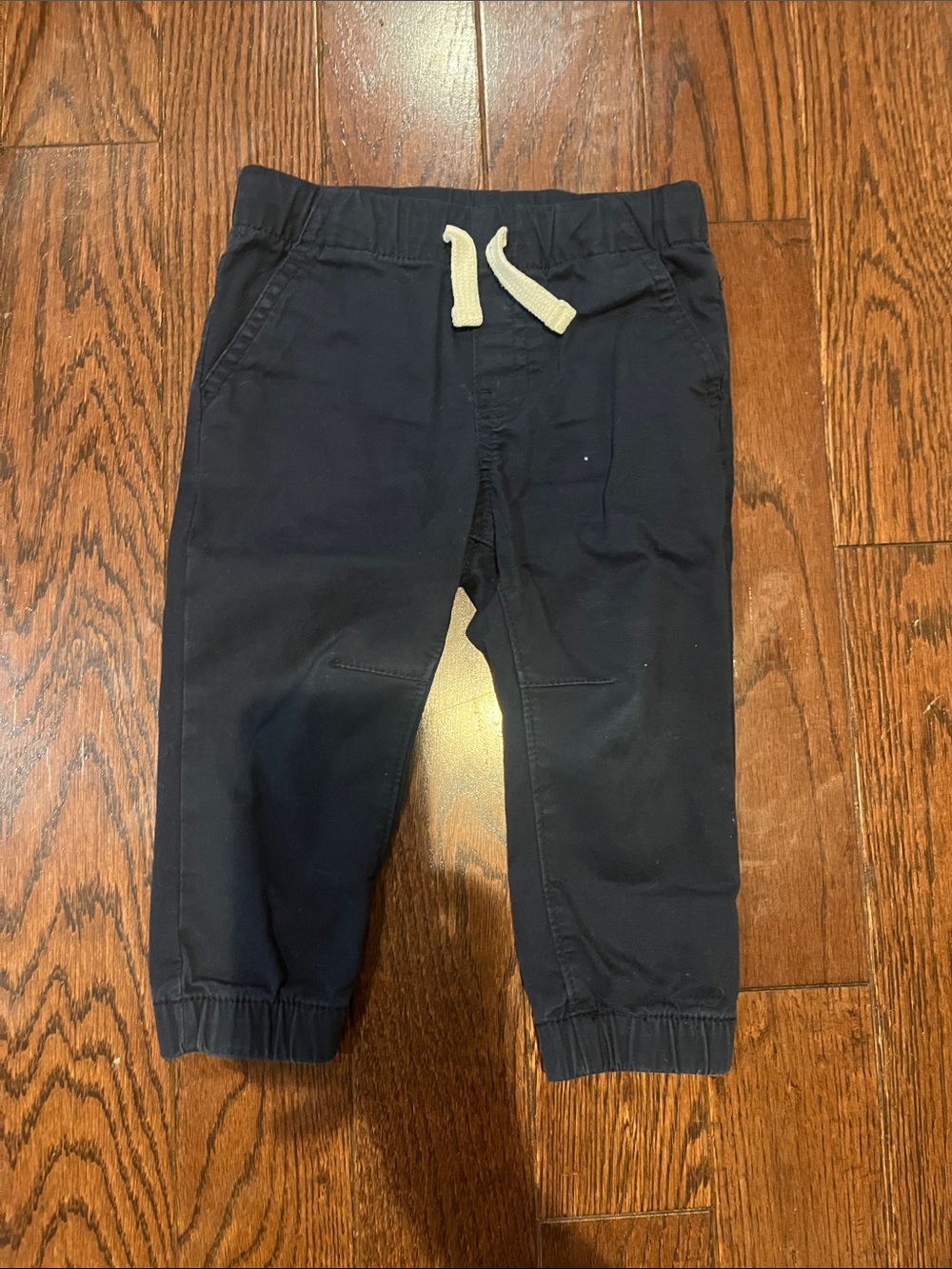 Cat & Jack Navy Jogger Pants with Cream Drawstring